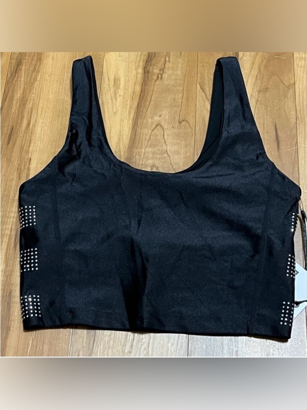 Beach Riot Sport Black Rhinestone Crop Top Sports Bra Small NWT Athleisure